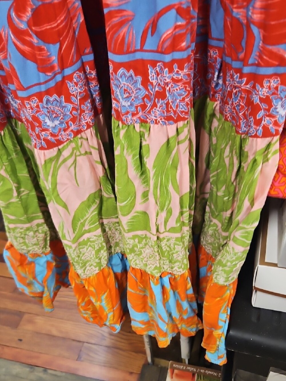 Bright Multi-Panel Floral Maxi Dress - Sleeveless Wrap - Picture 7 of 10